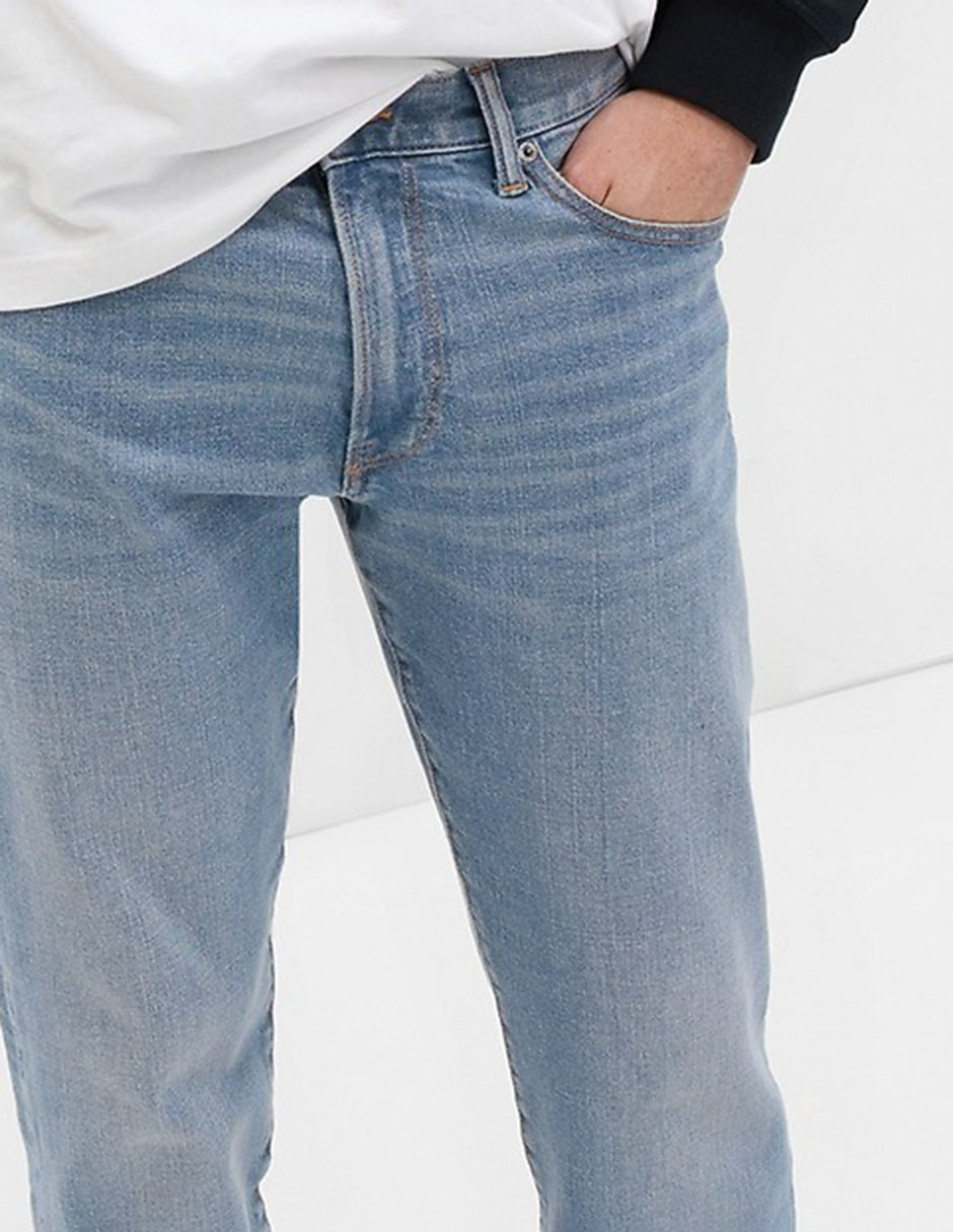 Jeans straight lavado stone wash para hombre 6