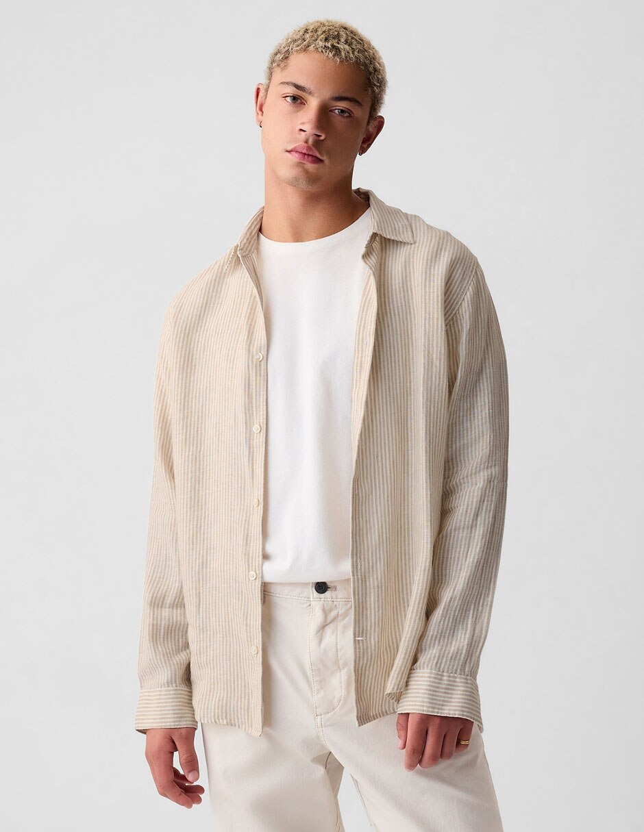 Camisa casual de algodón manga larga para hombre 1