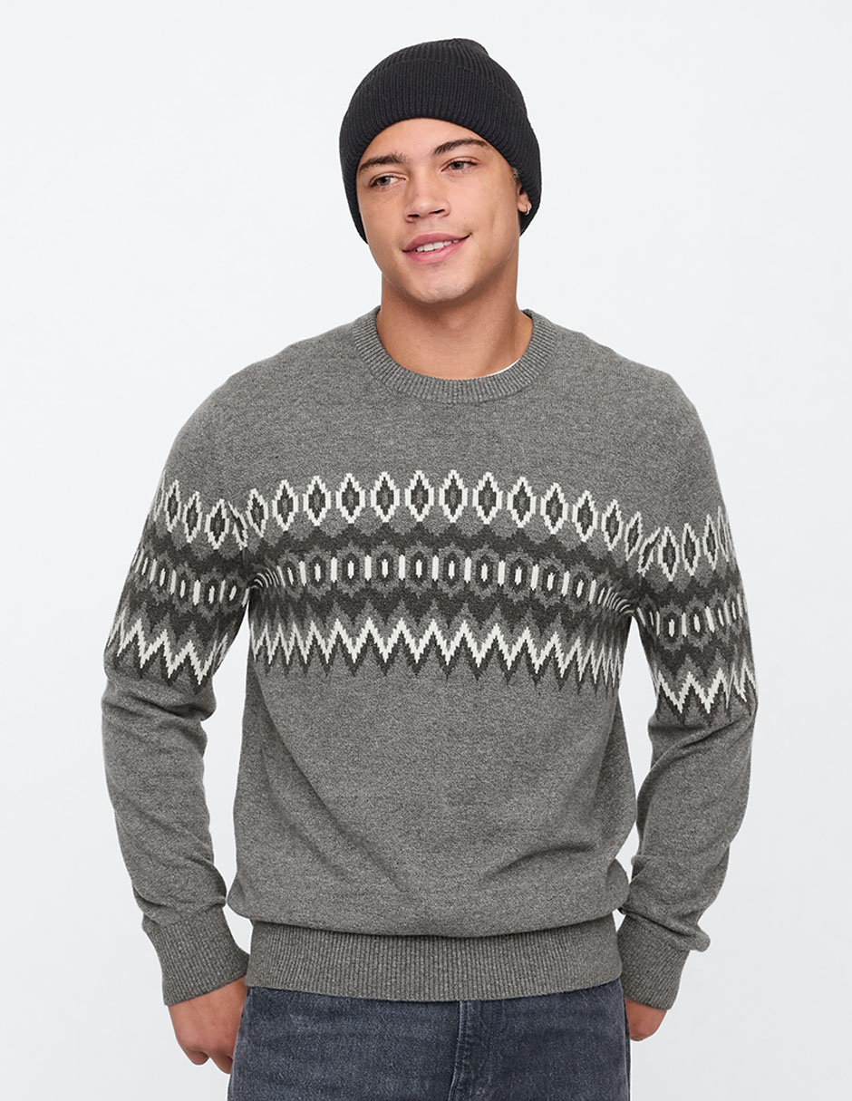 Sueter Tejido Desde El Cuello Suéter Tejido Combinado Cuello - Main Image