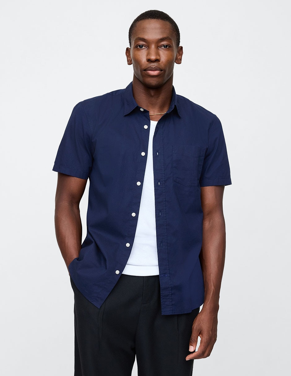 Camisa casual de algodón manga corta para hombre