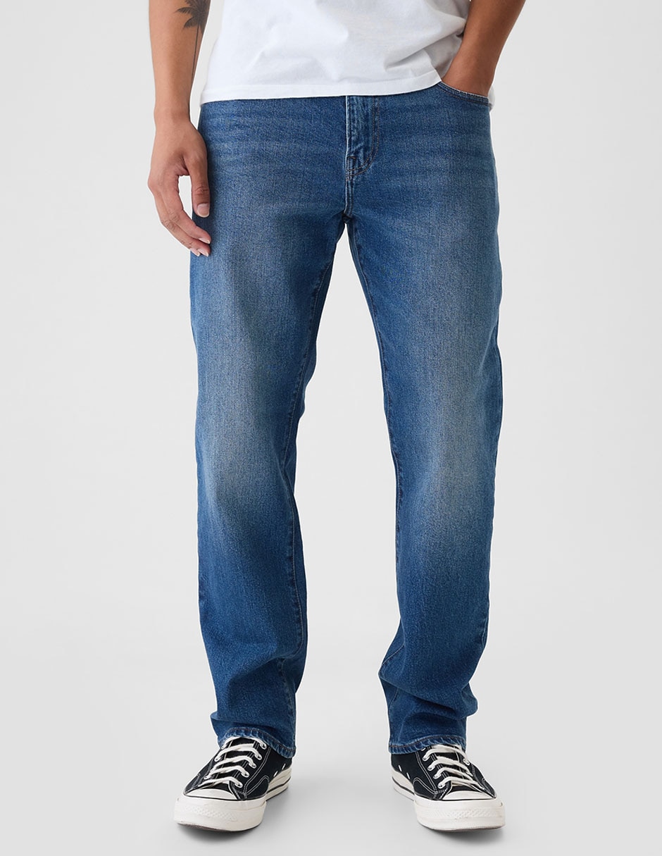 Jeans straight deslavado para hombre 2
