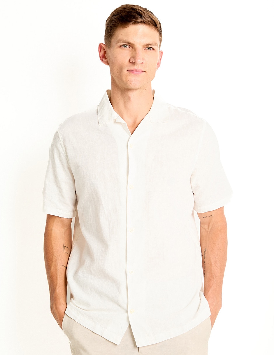 Camisa casual de algodón manga corta para hombre