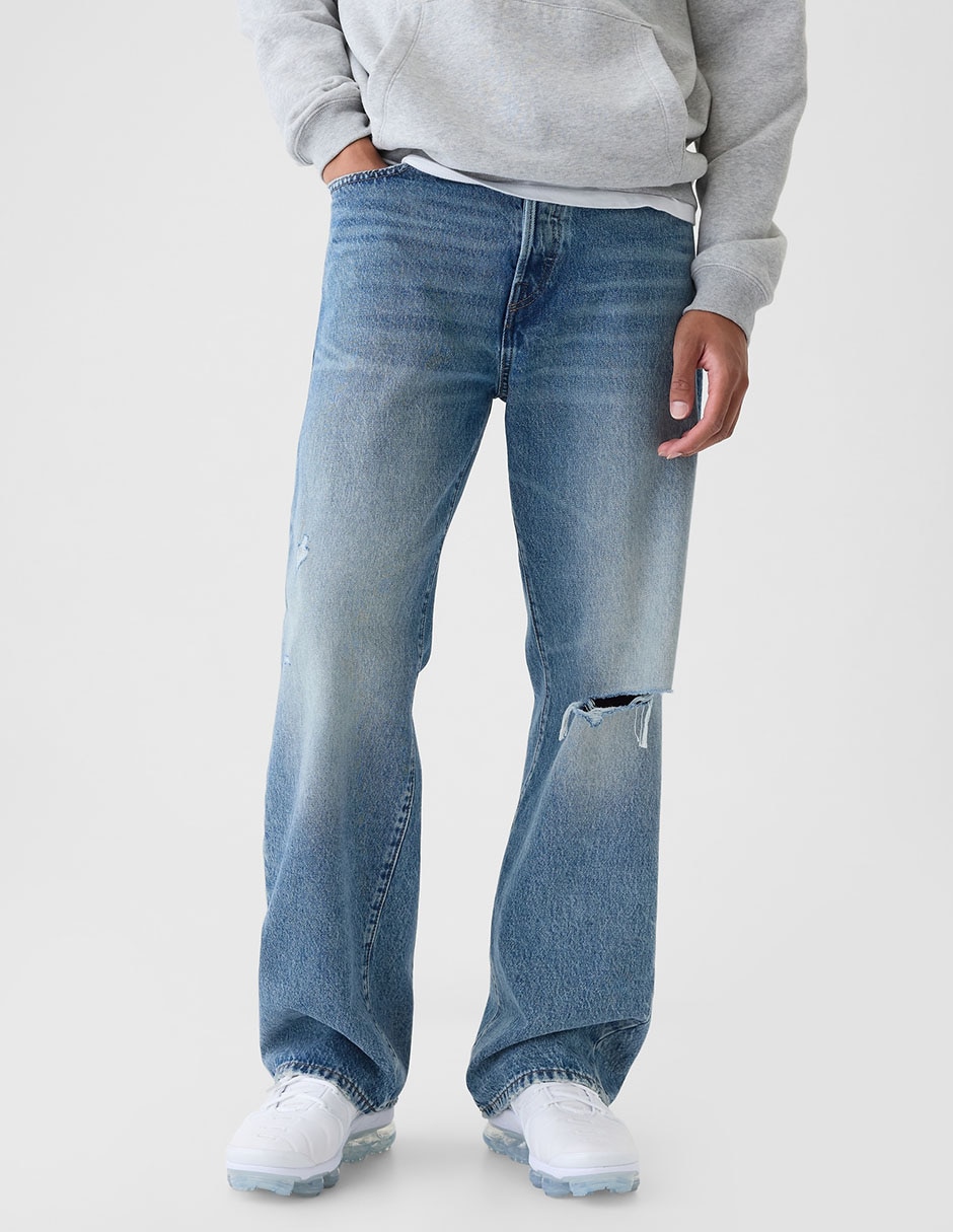 Jeans relaxed baggy lavado claro para hombre 2