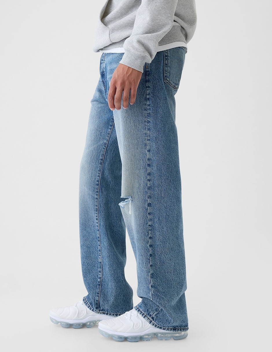 Jeans relaxed baggy lavado claro para hombre 3