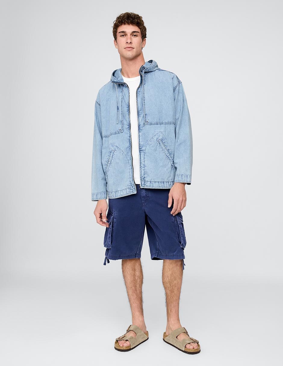 Chamarra casual de mezclilla con bolsillos para hombre 1