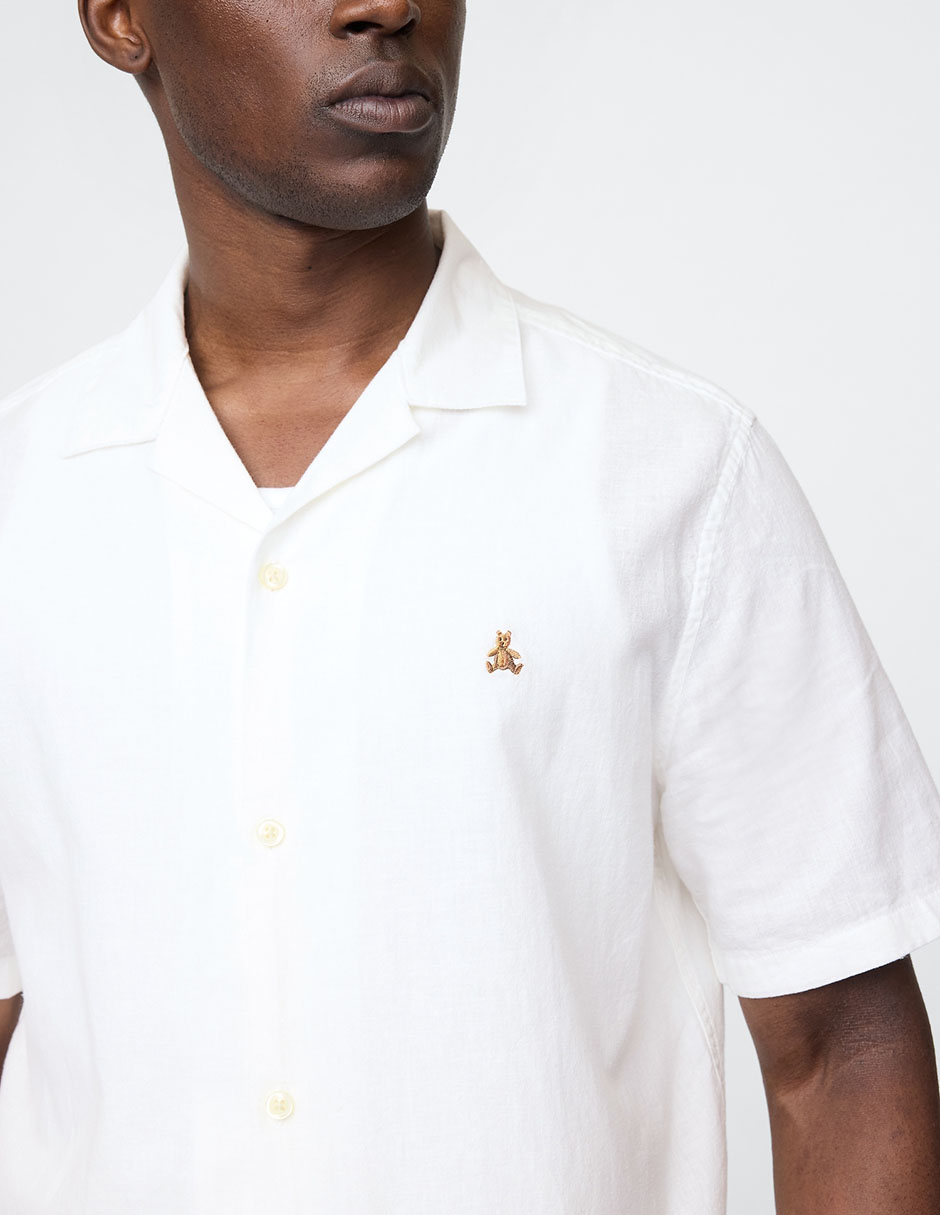 Camisa casual de lino manga corta para hombre 4