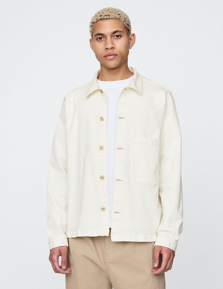 Sobrecamisa casual de algodón manga larga para hombre 1