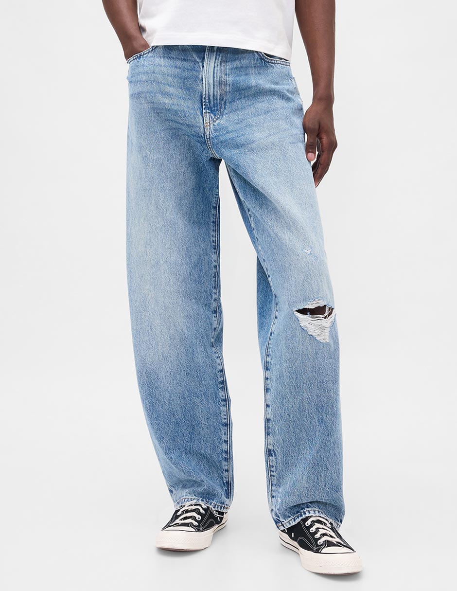 Jeans baggy deslavado para hombre