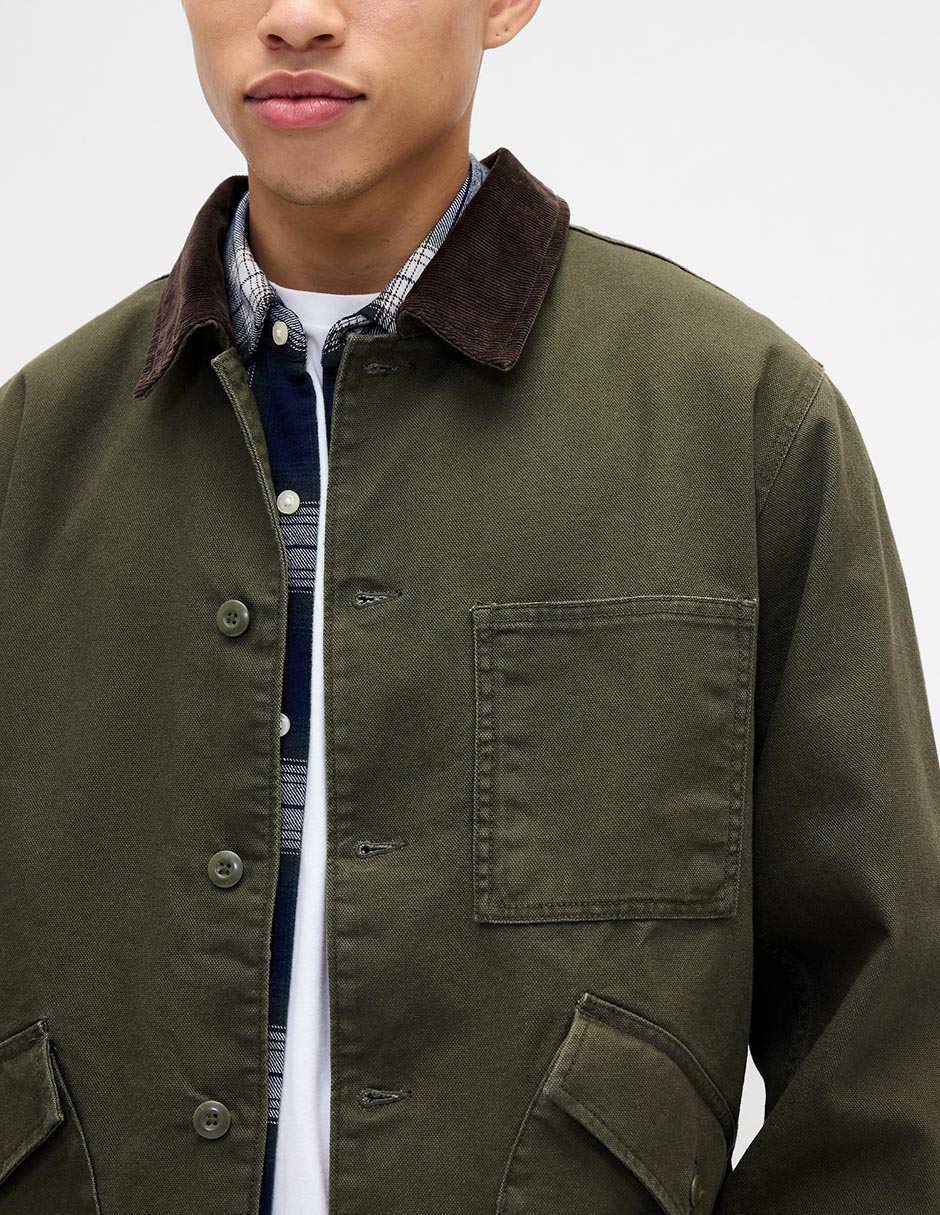 Chamarra denim con bolsillos para hombre