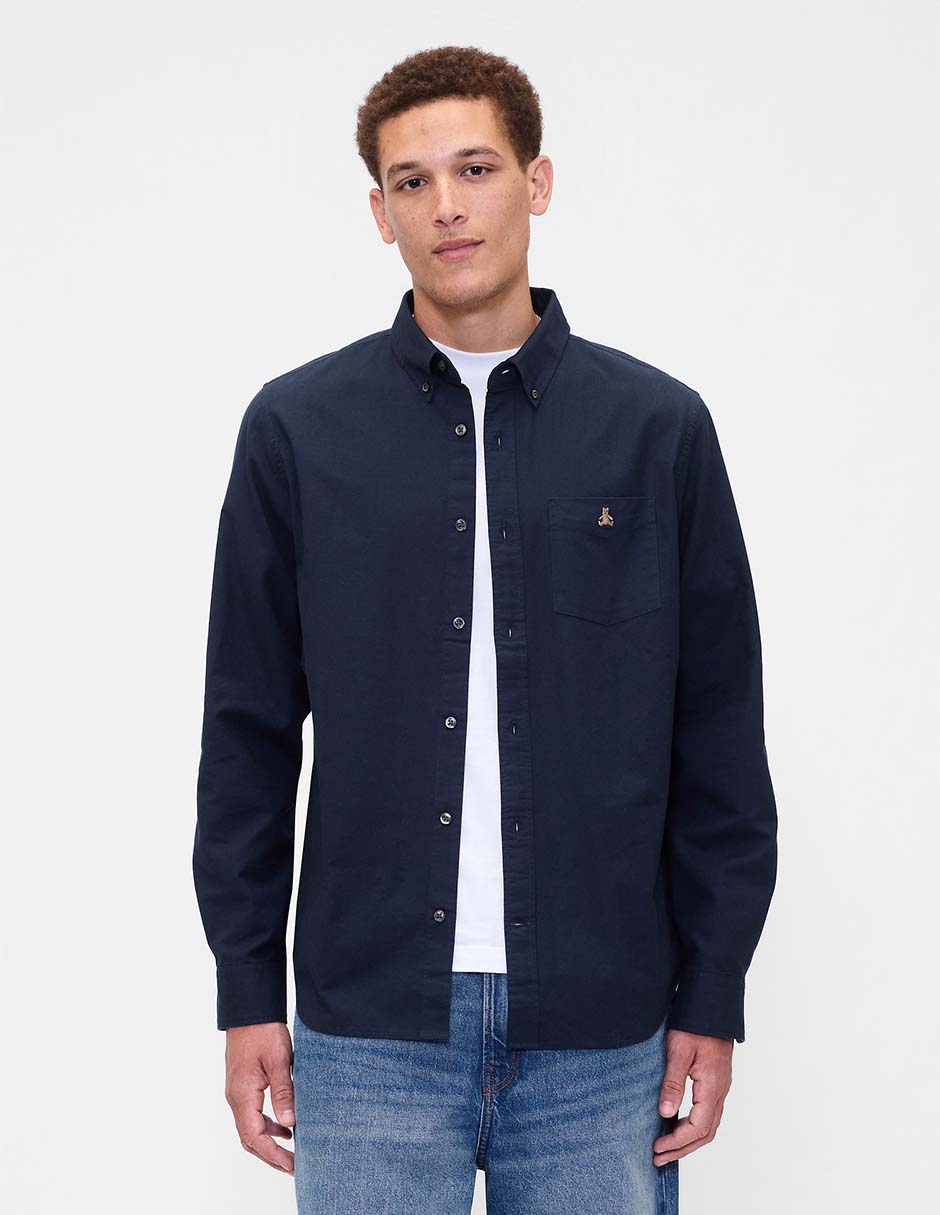 Camisa casual de algodón manga larga para hombre