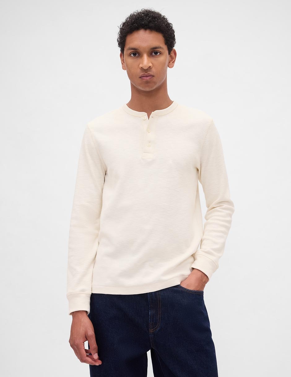 Playera cuello Henley para hombre GAP México