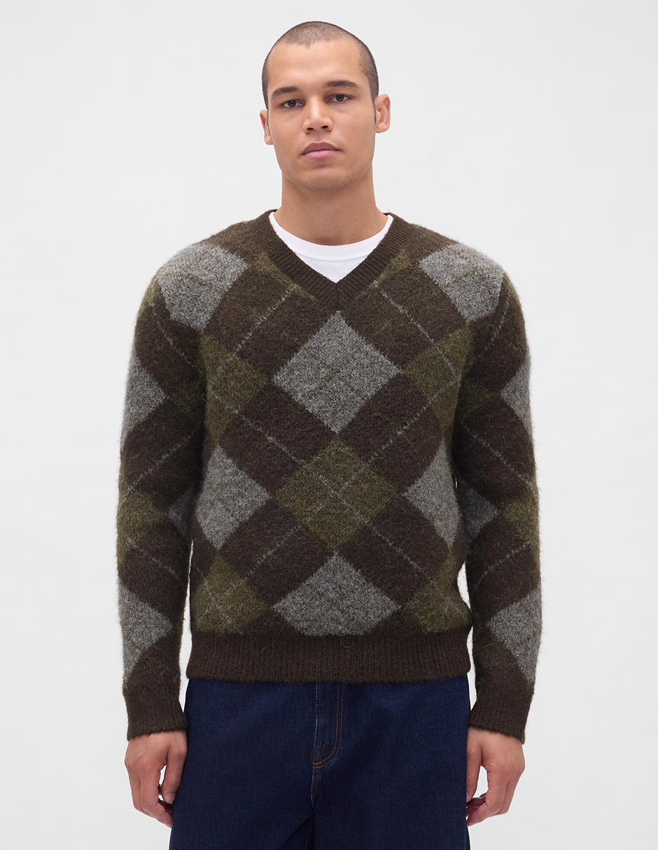 Suéter cuello V para hombre