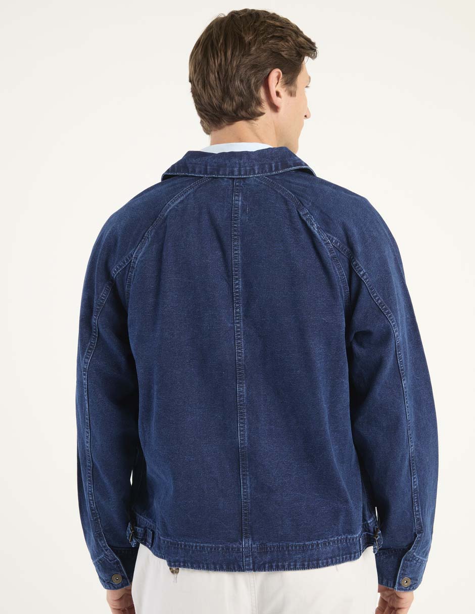 Chamarra denim de mezclilla con bolsillos para hombre
