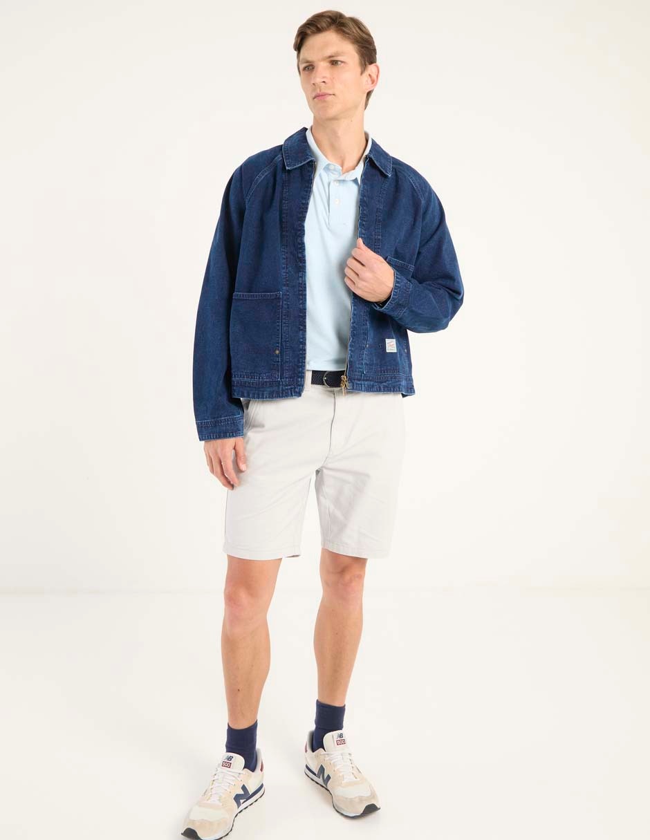 Chamarra denim de mezclilla con bolsillos para hombre