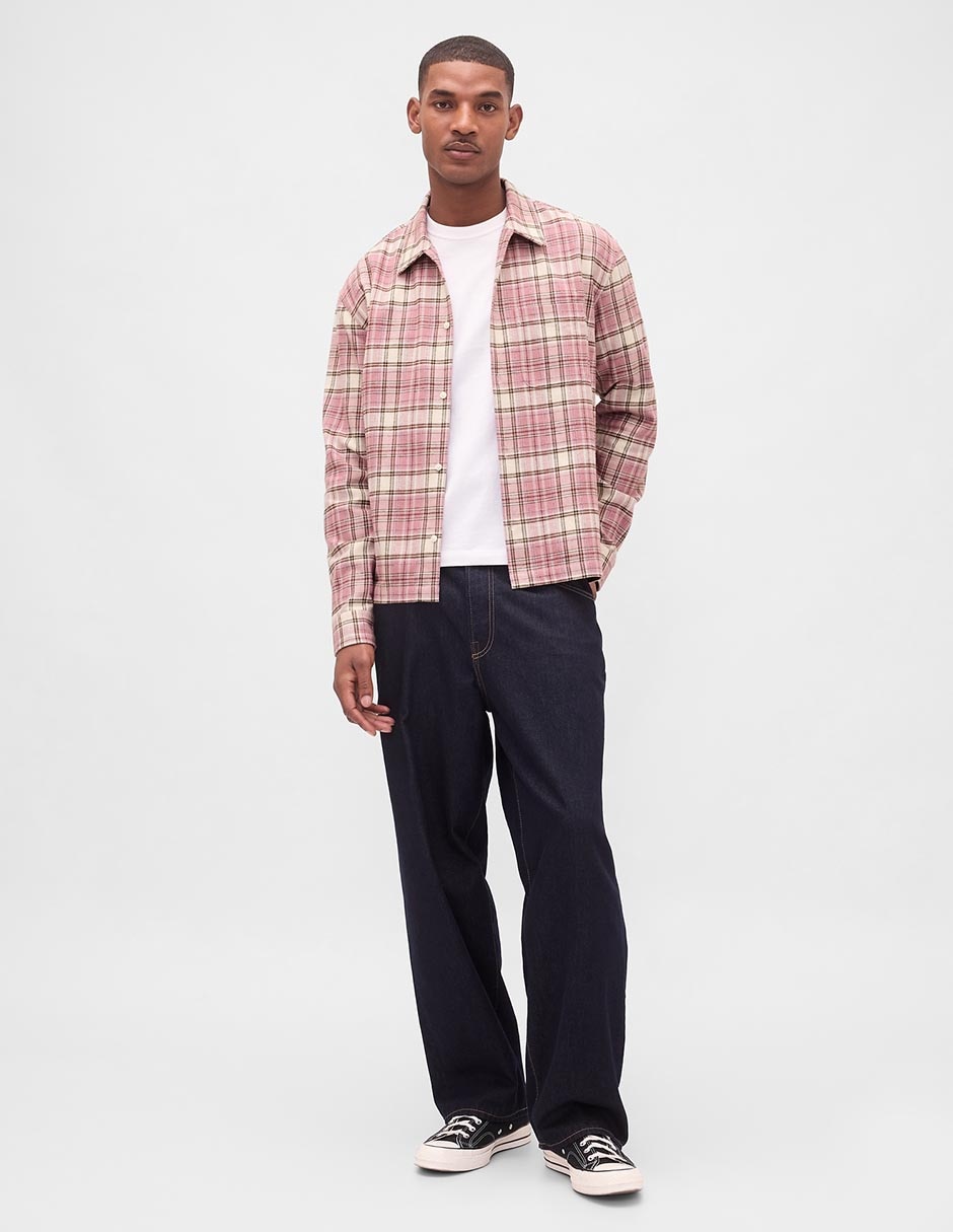 Camisa casual manga larga para hombre
