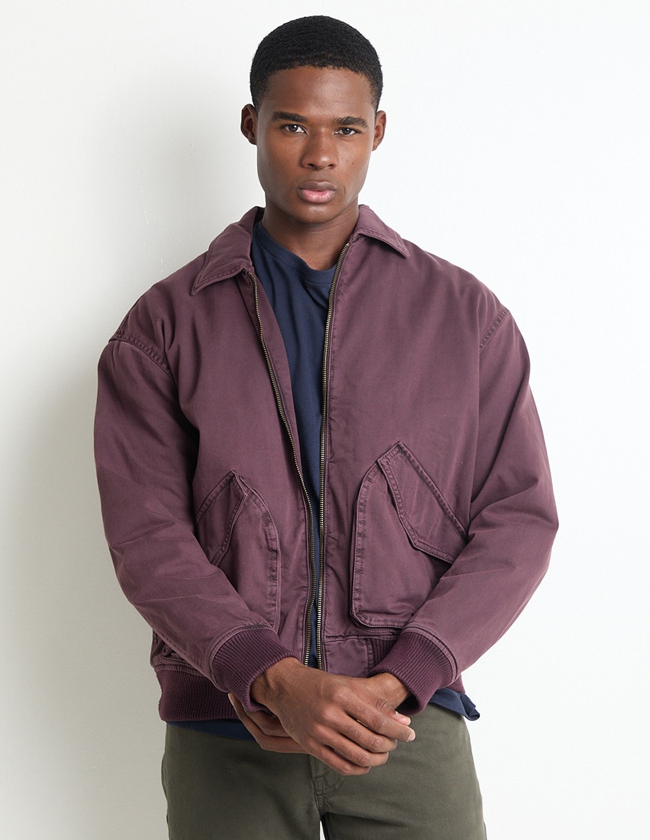 Chamarra bomber con bolsillos para hombre Chamarra bomber con bolsillos para hombre