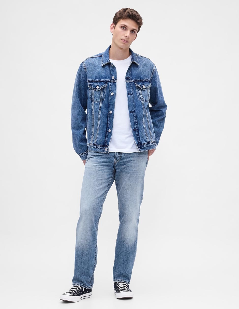 Jeans straight deslavado para hombre