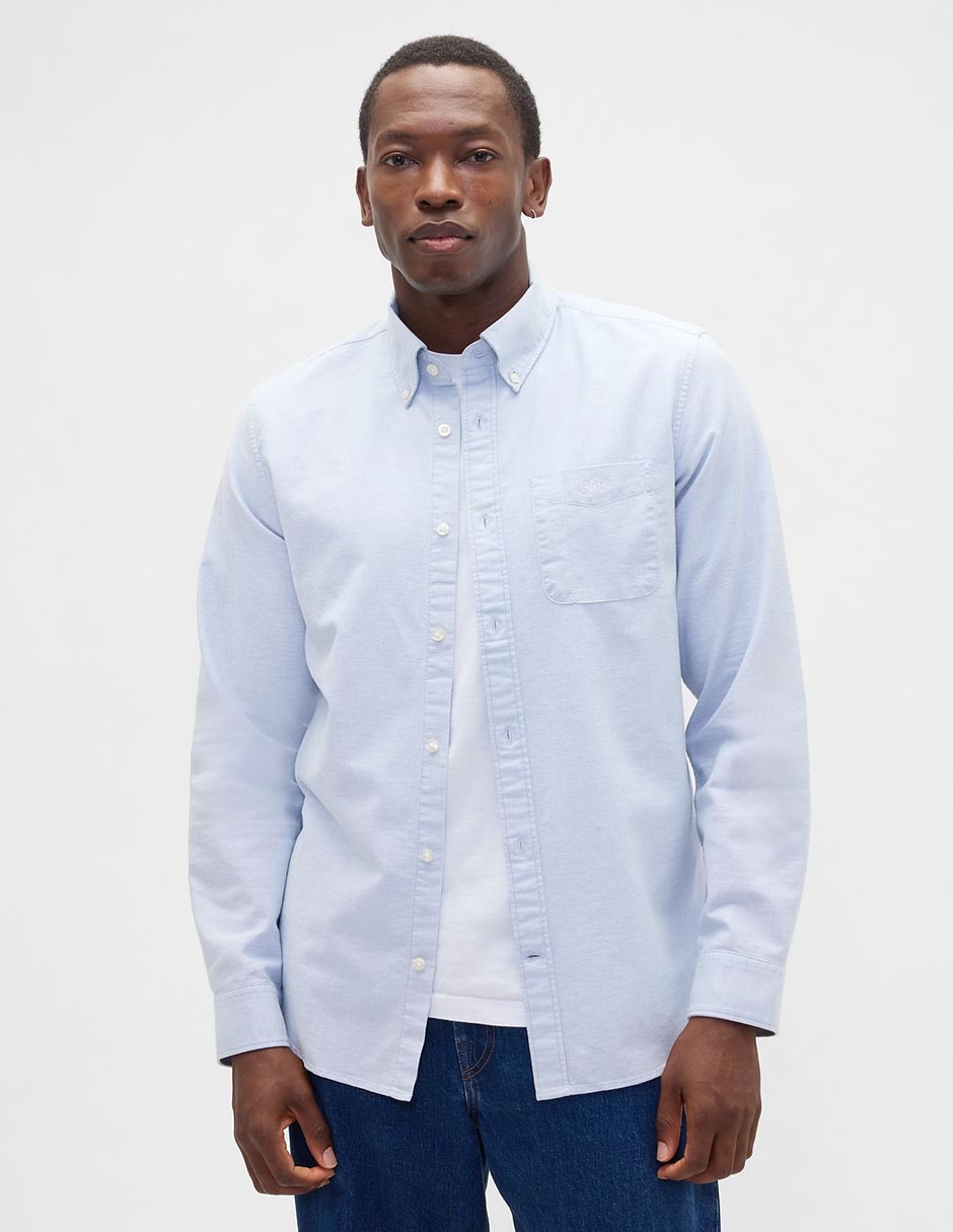 Camisa casual de algodón manga larga para hombre
