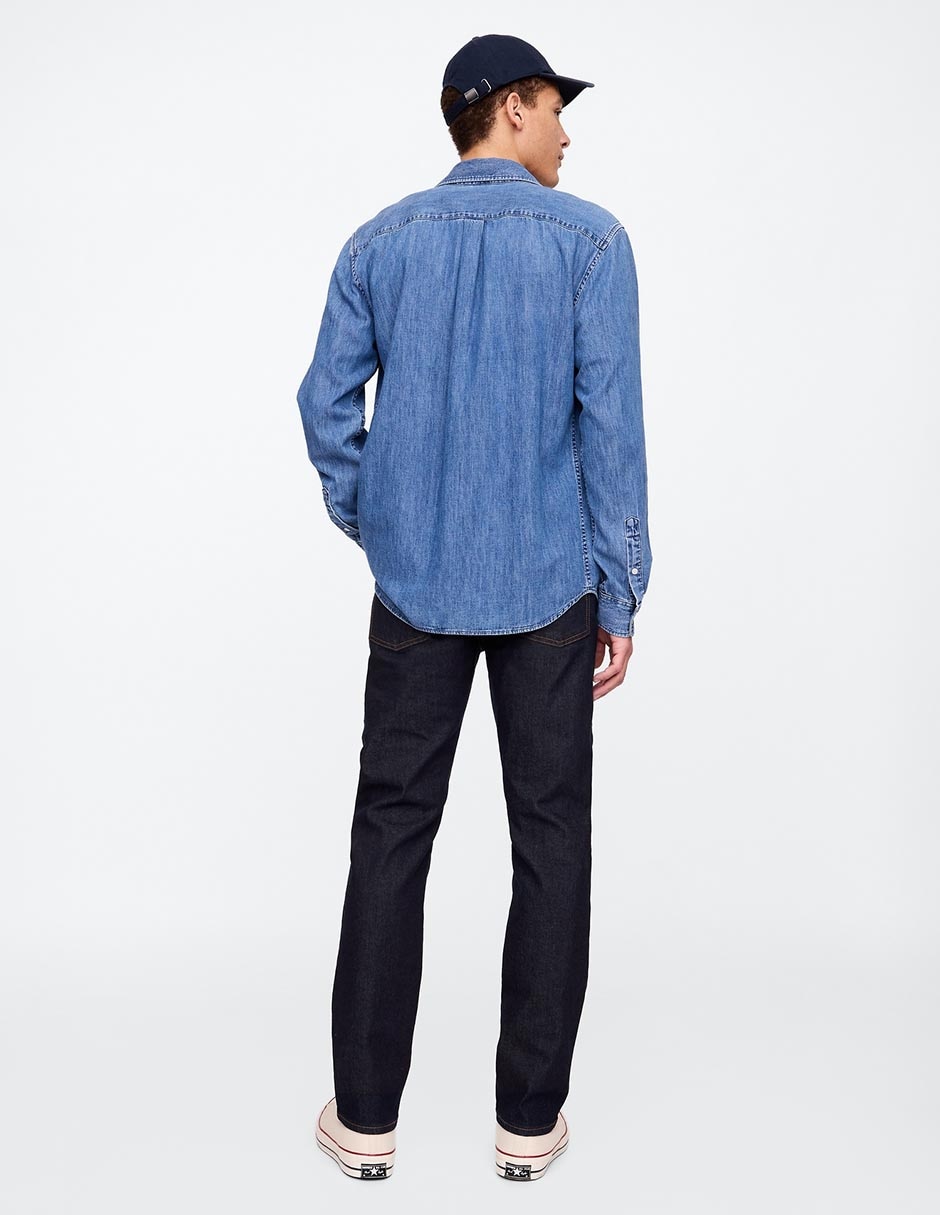 Jeans straight lavado obscuro para hombre 2