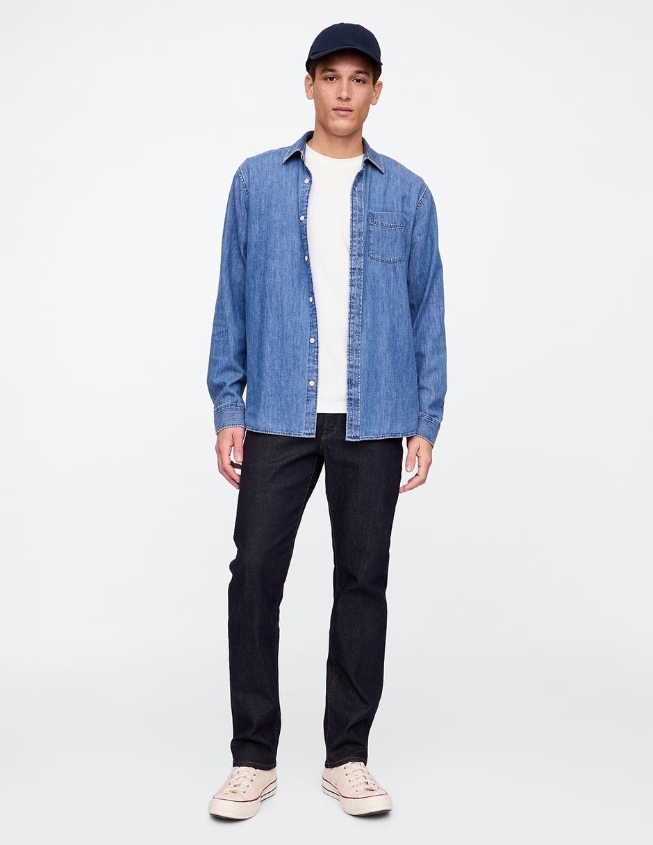Jeans straight lavado obscuro para hombre 3