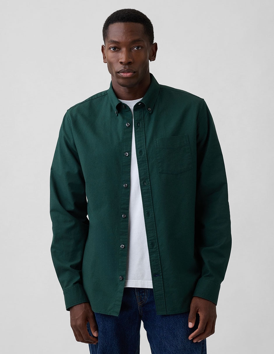 Sobrecamisa casual de algodón manga larga para hombre 1