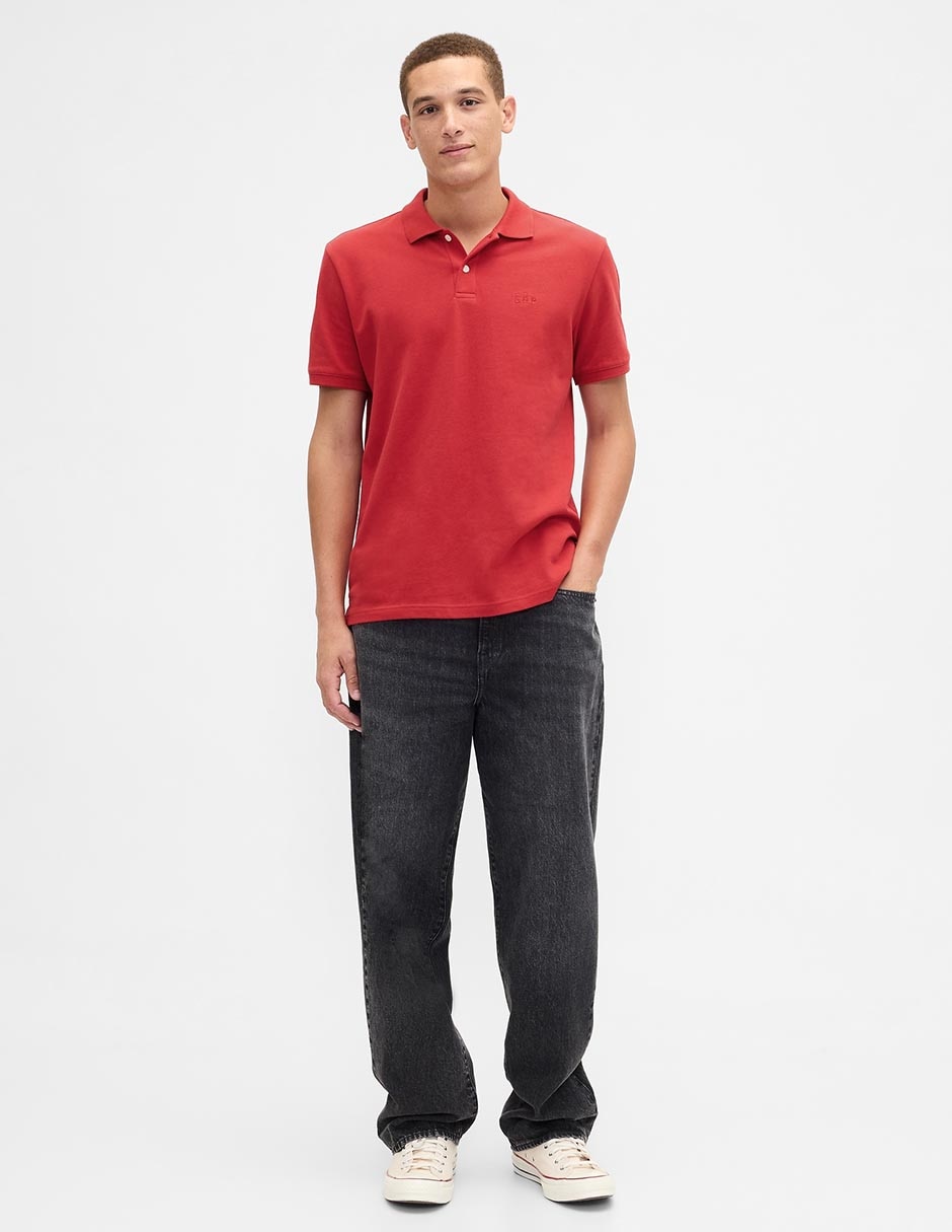 PLAYERA POLO GAP PIQUÉ LOGO, G, ROJO
