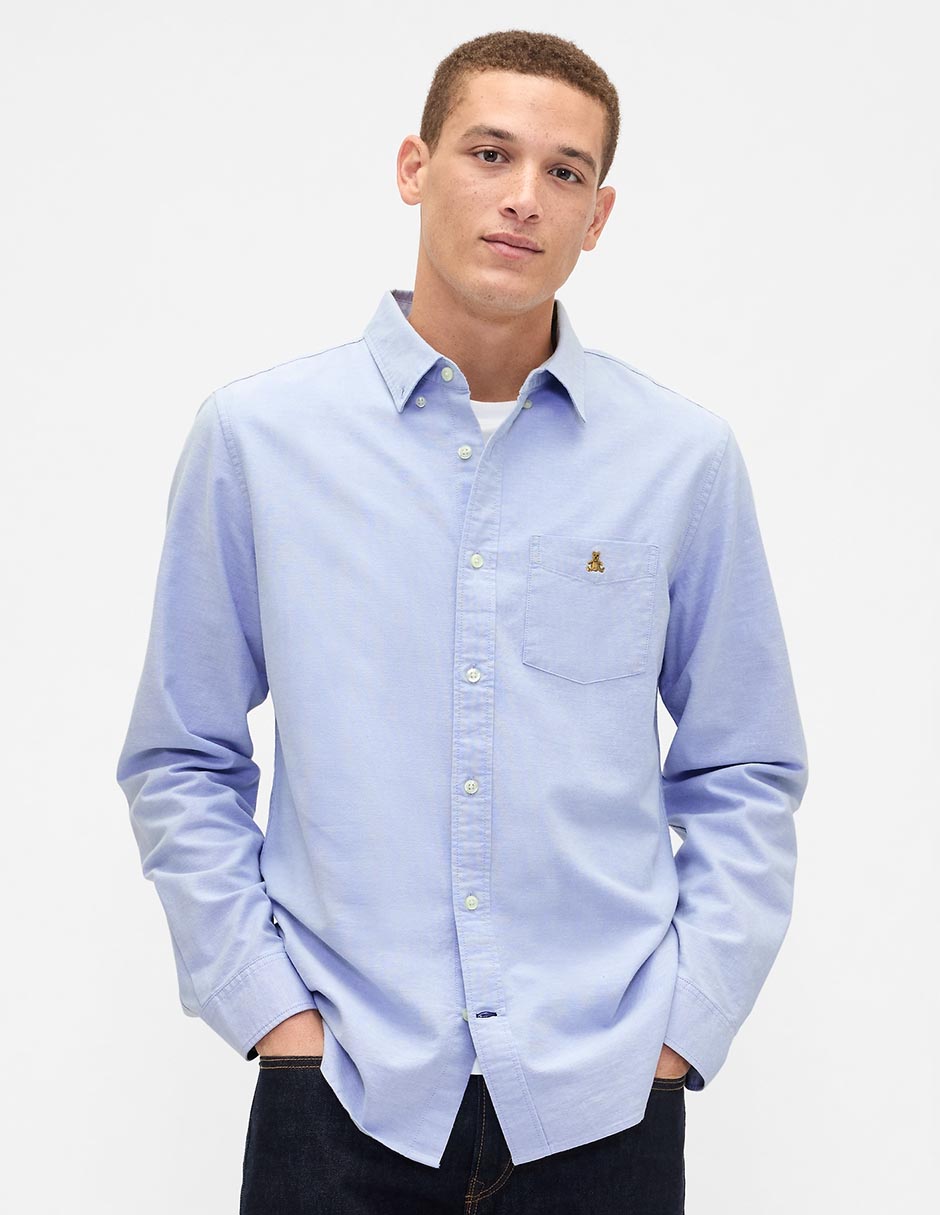Camisa casual de algodón manga larga para hombre