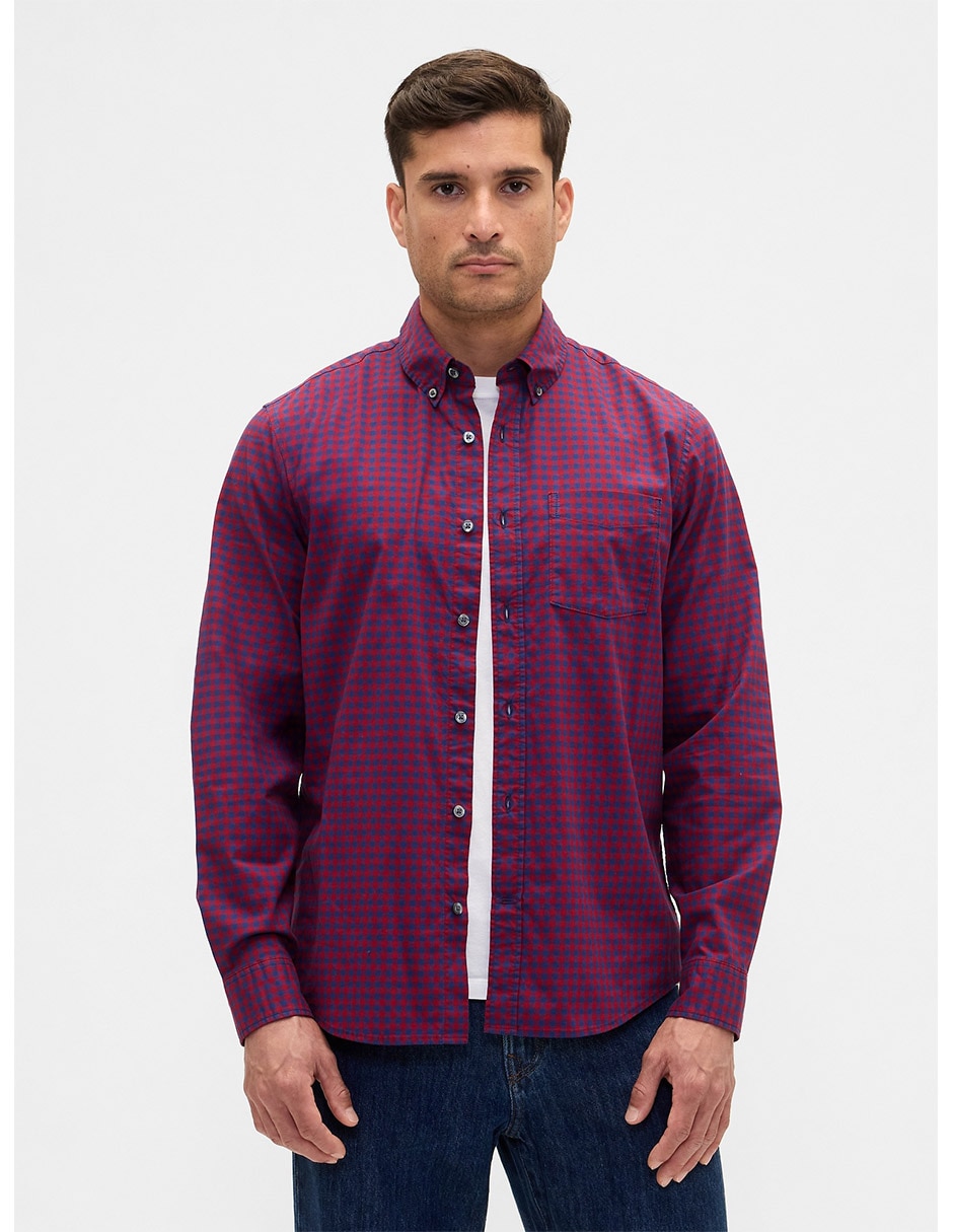 Camisa casual de algodón manga larga para hombre