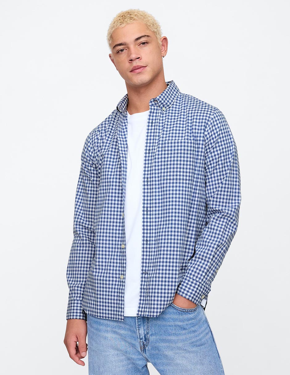 Camisa casual de algodón manga larga para hombre