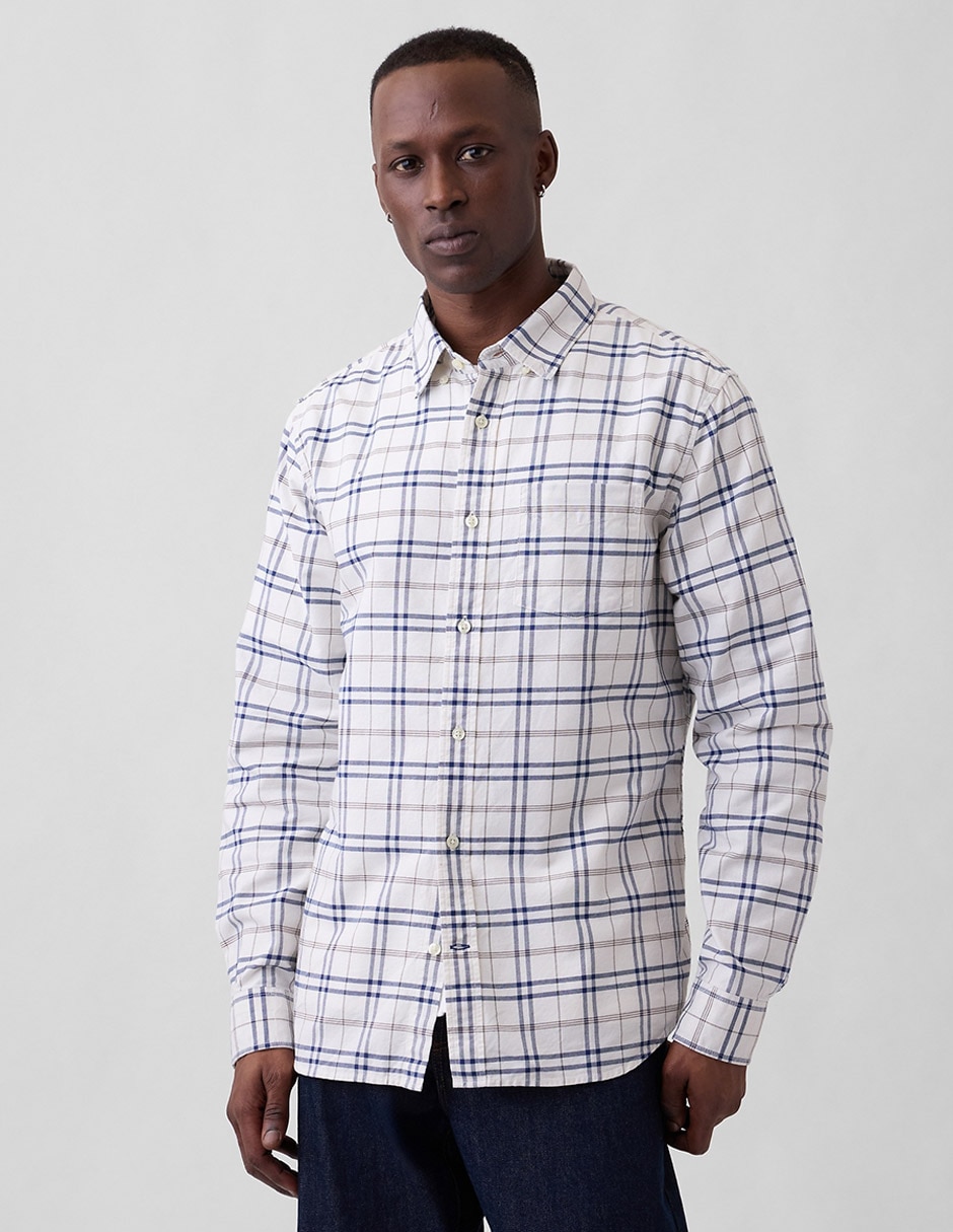 Camisa casual de algodón manga larga para hombre