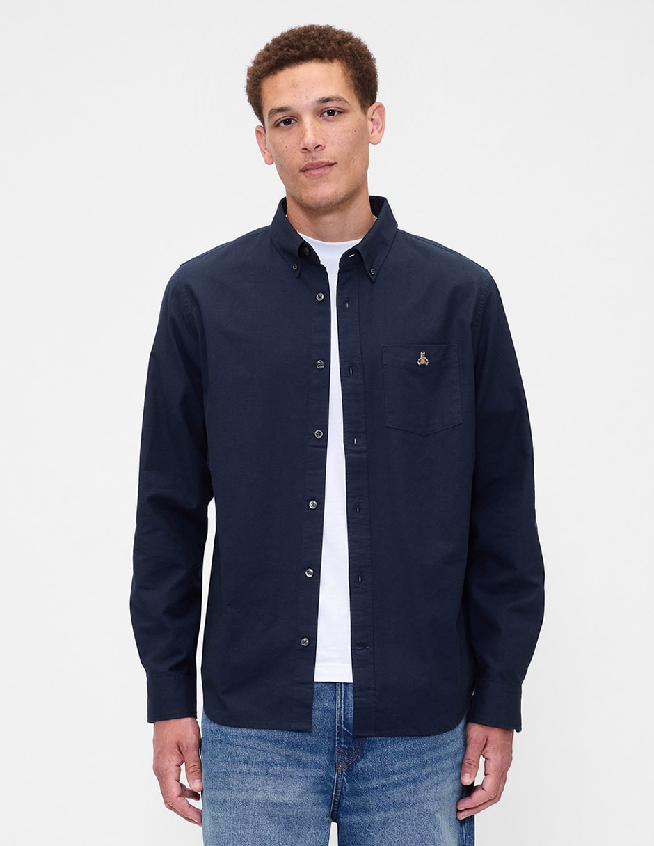 Camisa casual de algodón manga larga para hombre