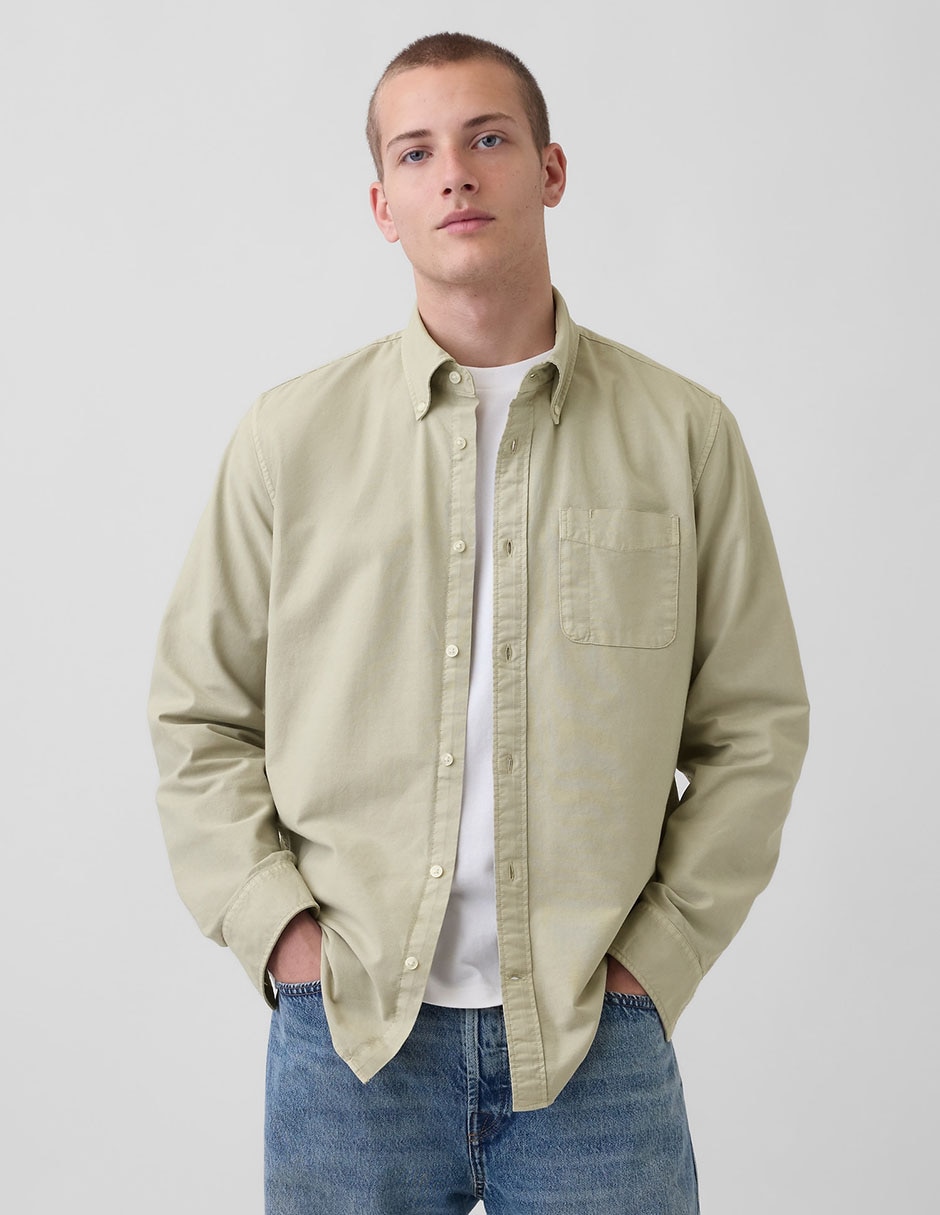 Camisa casual de algodón manga larga para hombre