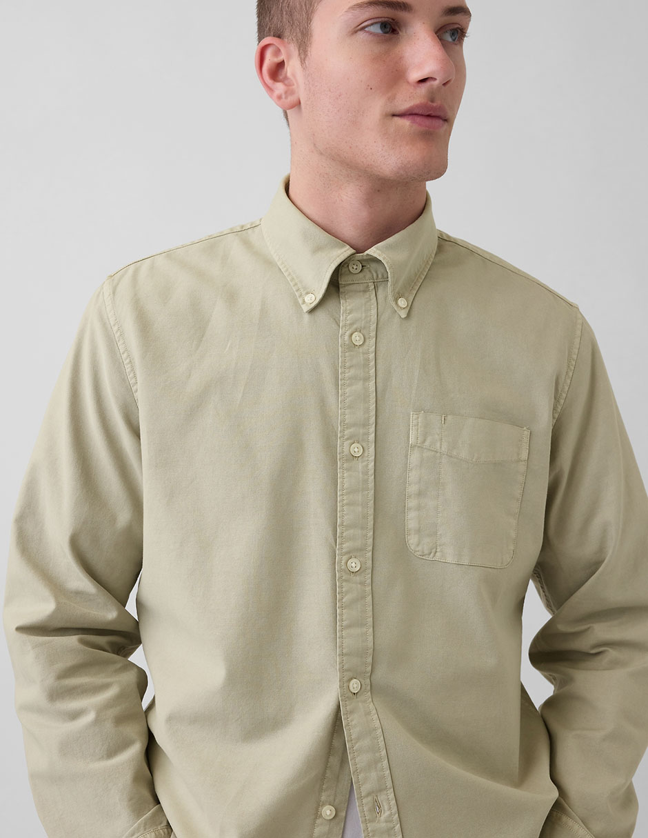 Camisa casual de algodón manga larga para hombre