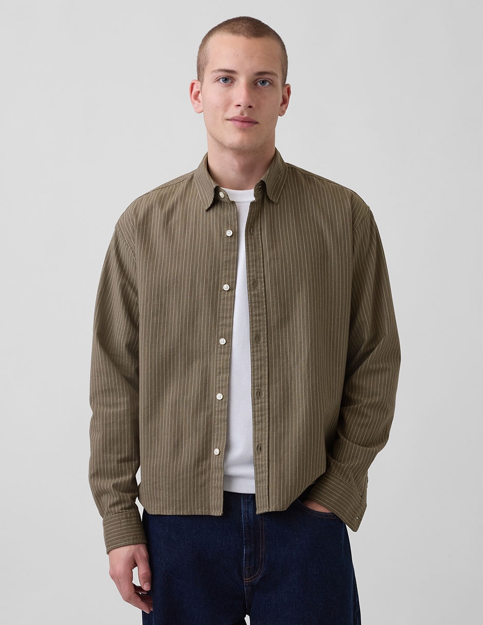 Camisa casual de algodón manga larga para hombre