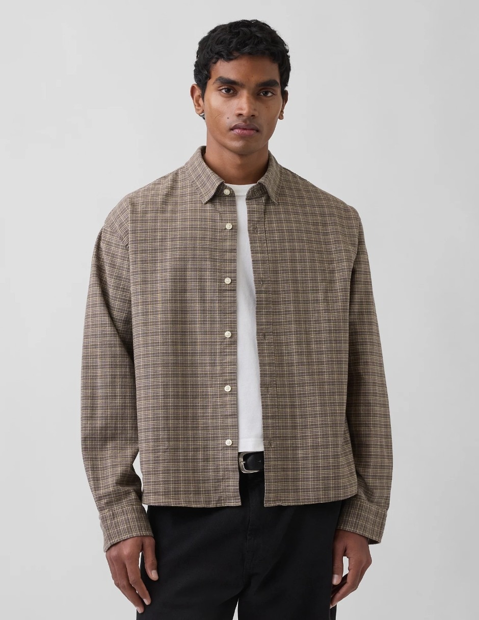 Camisa casual de algodón manga larga para hombre