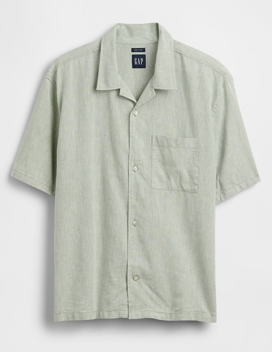 Camisa casual de lino manga corta para hombre Camisa casual de lino manga corta para hombre