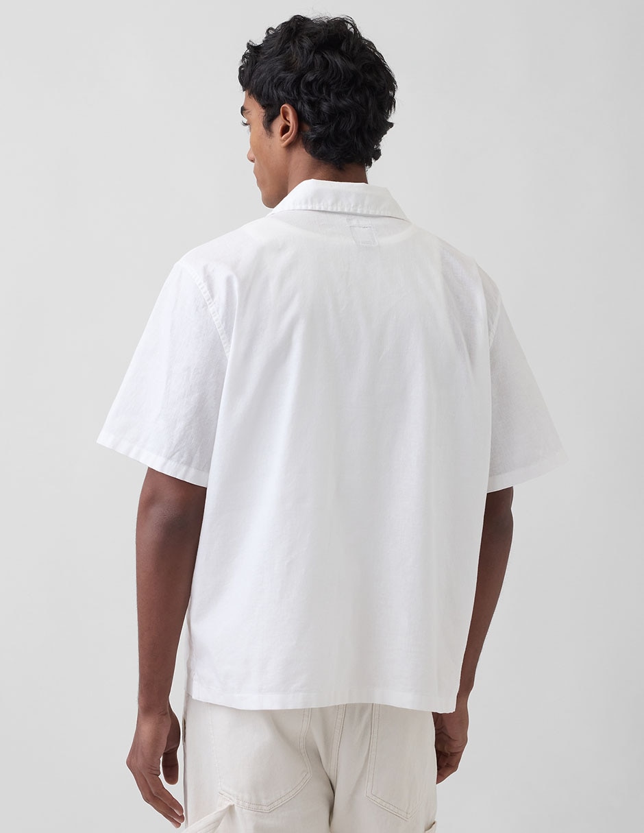 Camisa casual de lino manga corta para hombre 3