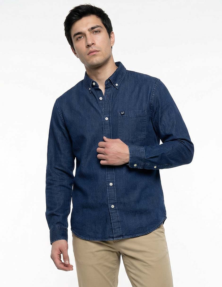 Camisa casual de algodón manga larga para hombre