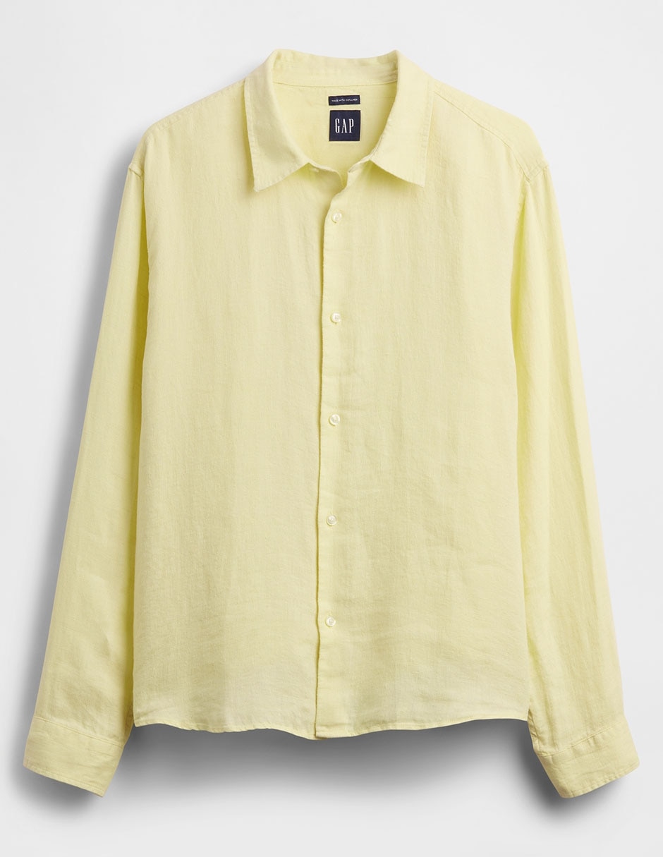 Camisa casual de lino manga larga para hombre