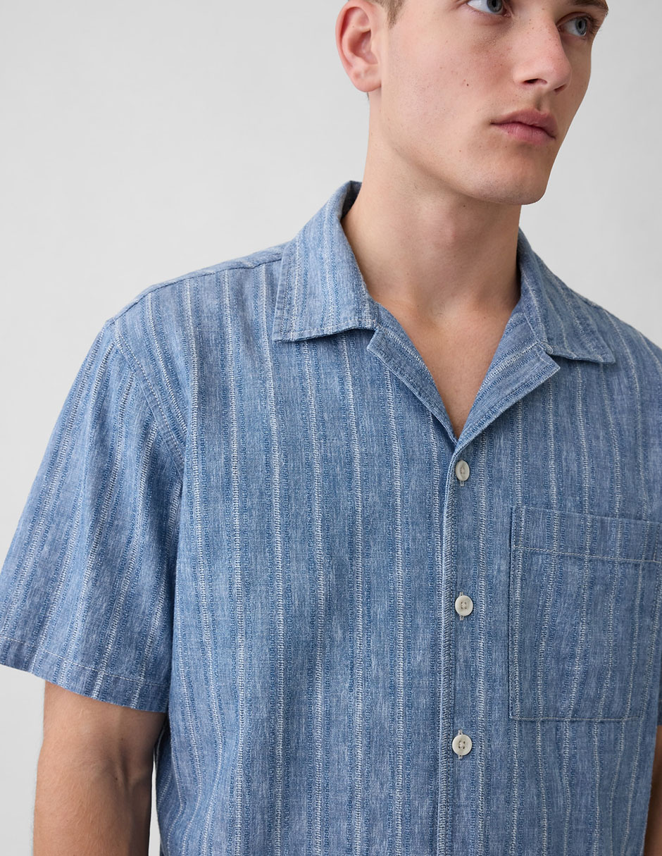 Camisa casual de algodón manga corta para hombre 4