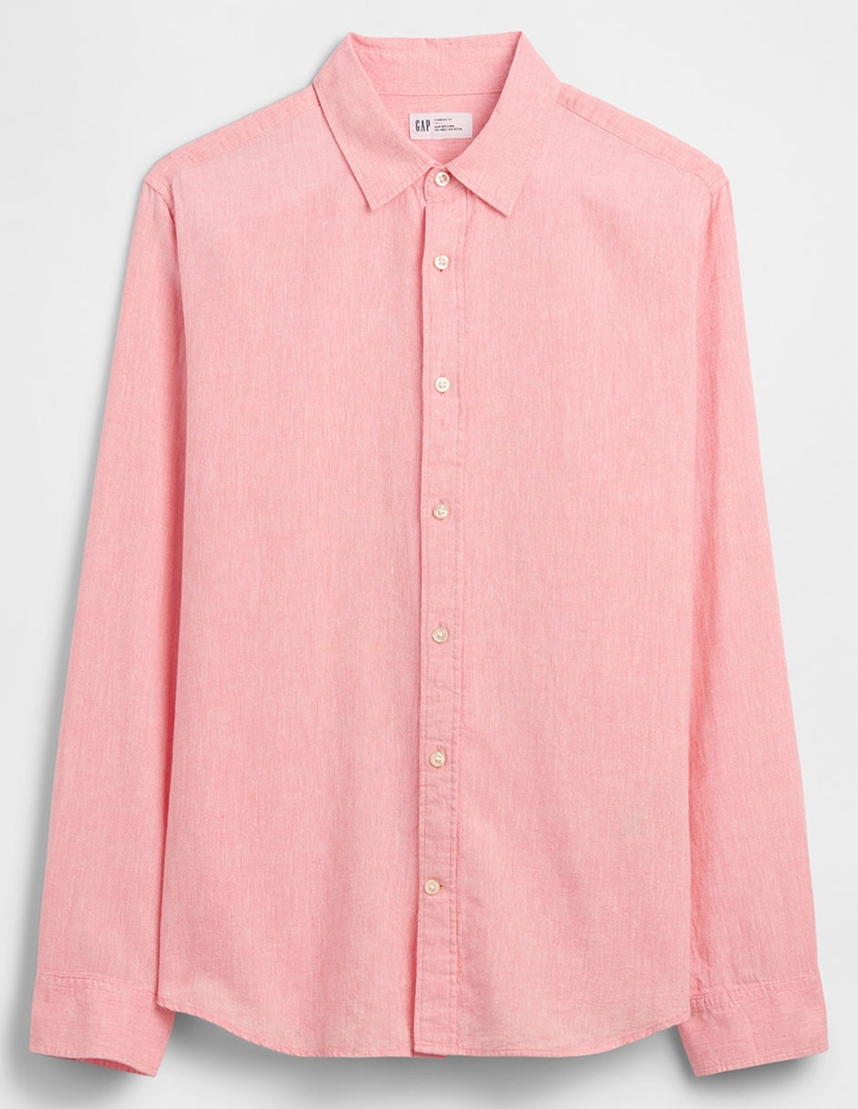 Camisa casual de lino manga larga para hombre