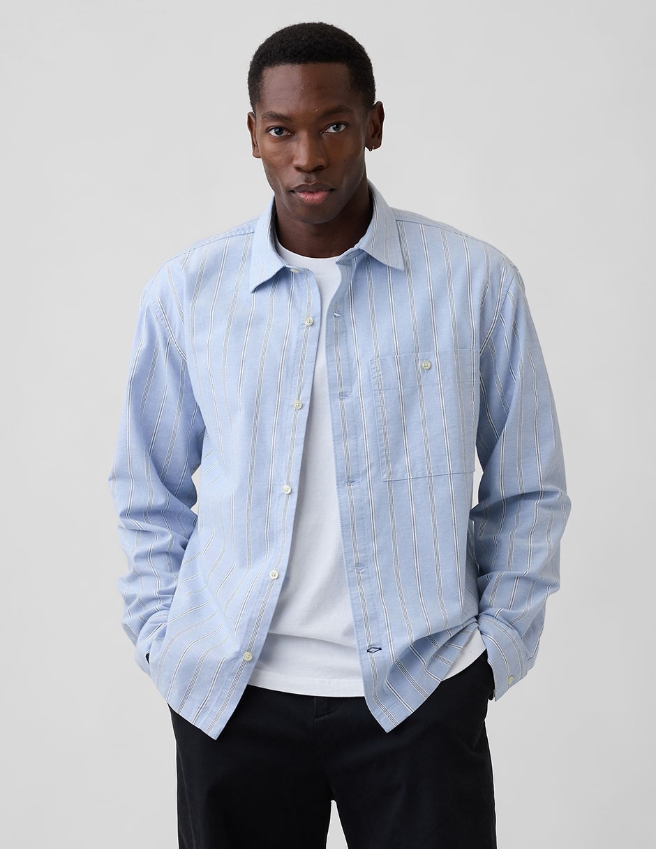 Camisa casual de algodón manga larga para hombre