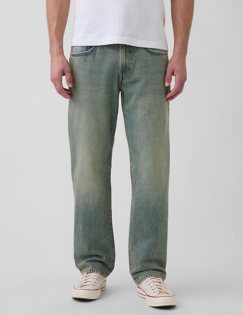 Jeans straight deslavado para hombre 2