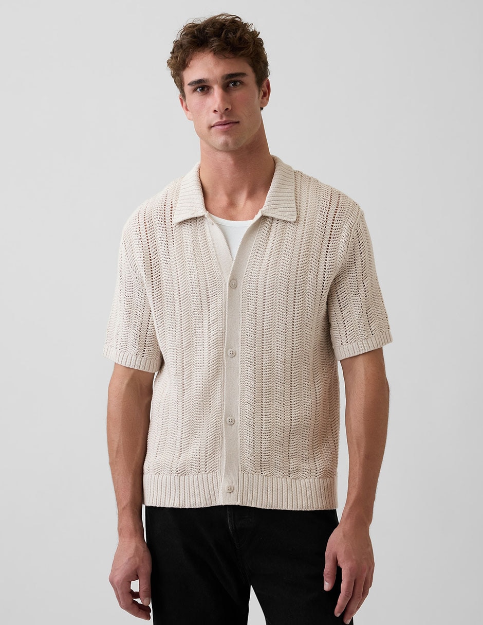Camisa casual de algodón manga corta para hombre