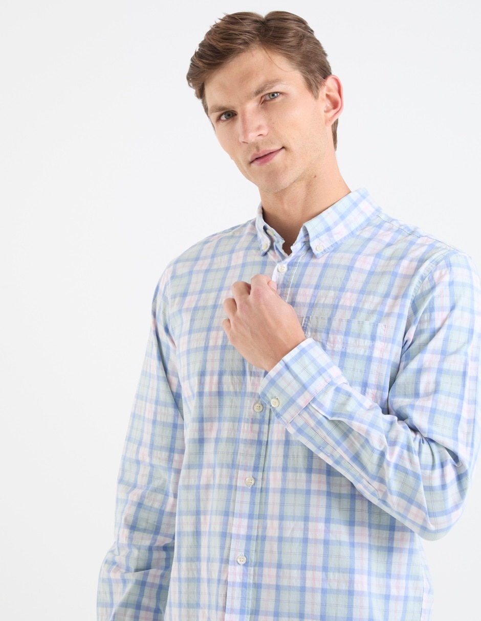 Camisa casual de algodón manga larga para hombre 5