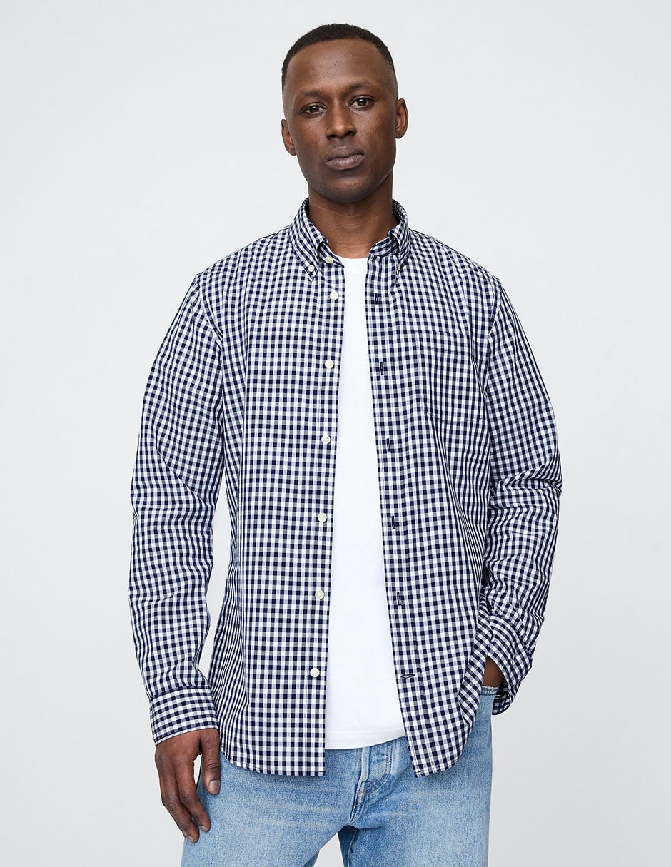 Camisa casual de algodón manga larga para hombre Camisa casual de algodón manga larga para hombre