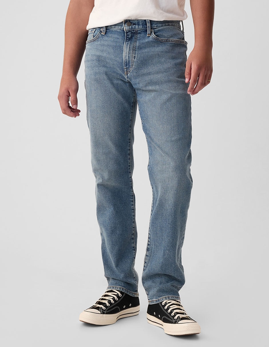 Jeans straight deslavado para hombre 2