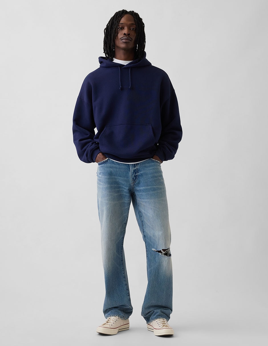 Jeans amplio deslavado para hombre