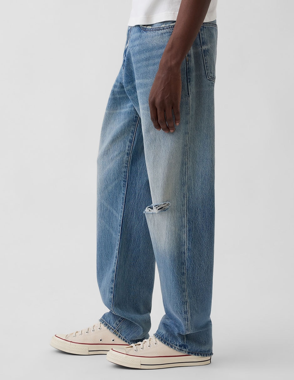 Jeans amplio deslavado para hombre 2