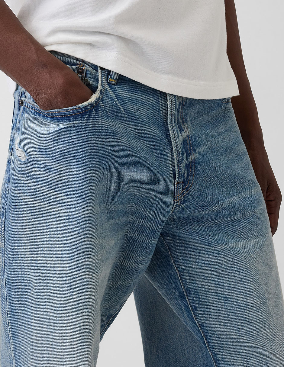 Jeans amplio deslavado para hombre 4